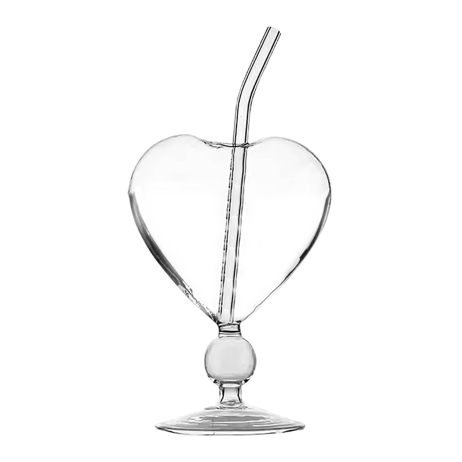 thumbnail image 2 of Copas de vino en forma de corazón - Vidrio sin plomo, pajita incluida - para bares/casa, cócteles/champán, diseño elegante, 2 of 2